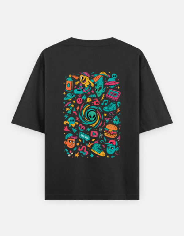 Galactic Chaos Oversized Street Graphic T-Shirt – Multicolor - Image 3