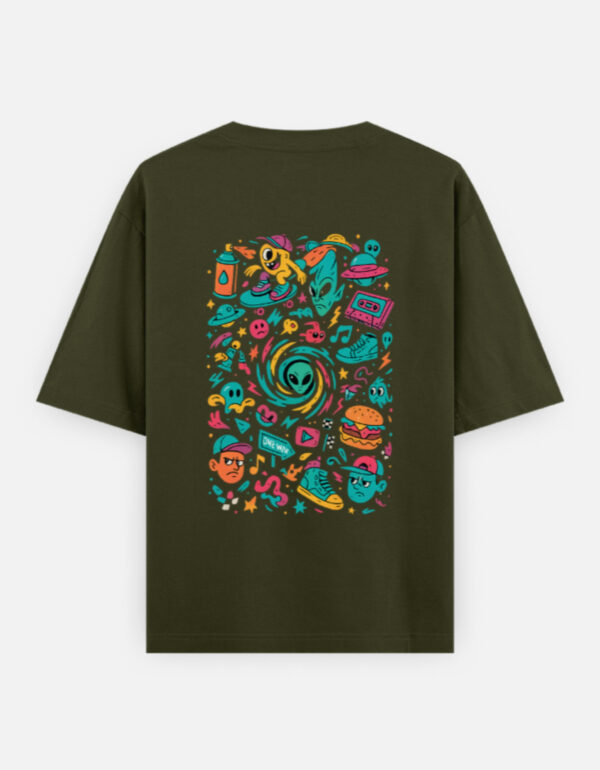 Galactic Chaos Oversized Street Graphic T-Shirt – Multicolor - Image 4