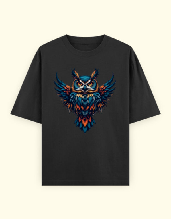 Silent Guardian Oversized Owl Graphic T-Shirt - Image 3